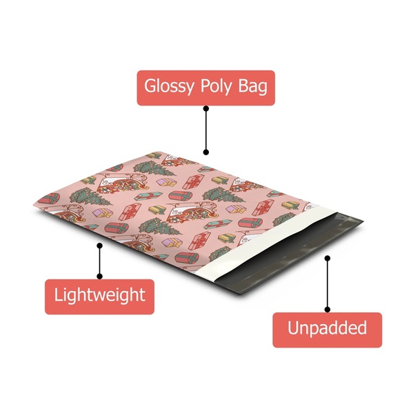 Christmas Santa's Sleigh Poly Mailers 10x13 Pack of 25 - Picture 6 of 9